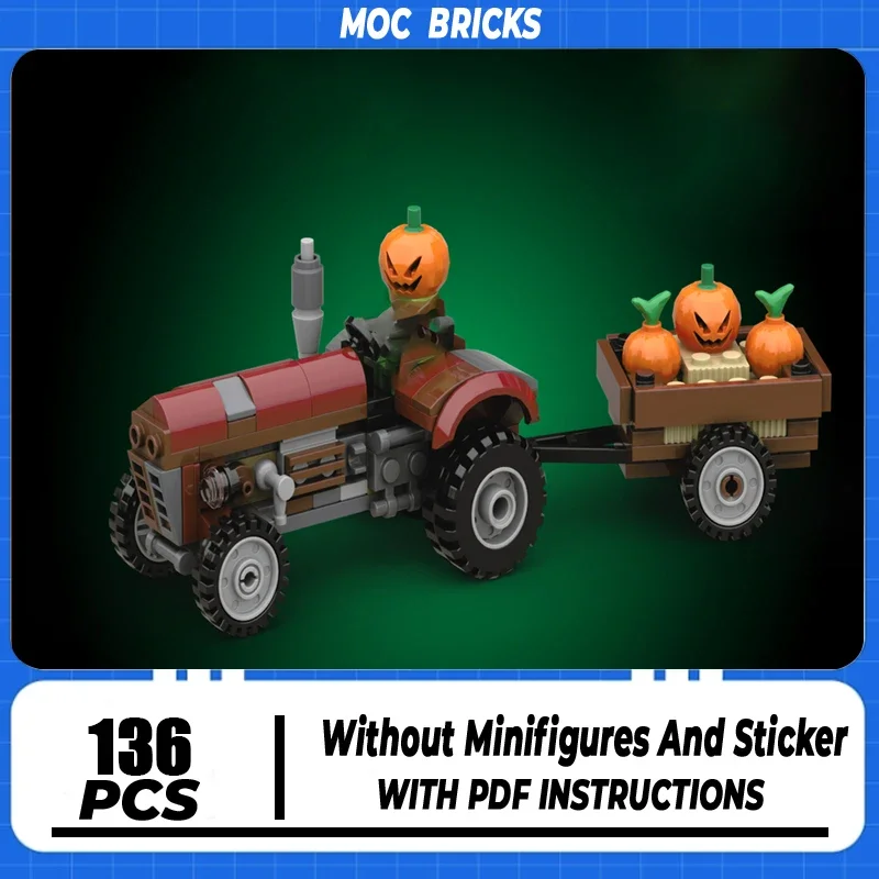 

Truck Model Moc Building Blocks Spooky Halloween Tractor Hall Technology Brick DIY Assembly Construction Toy Holiday Set Gifts