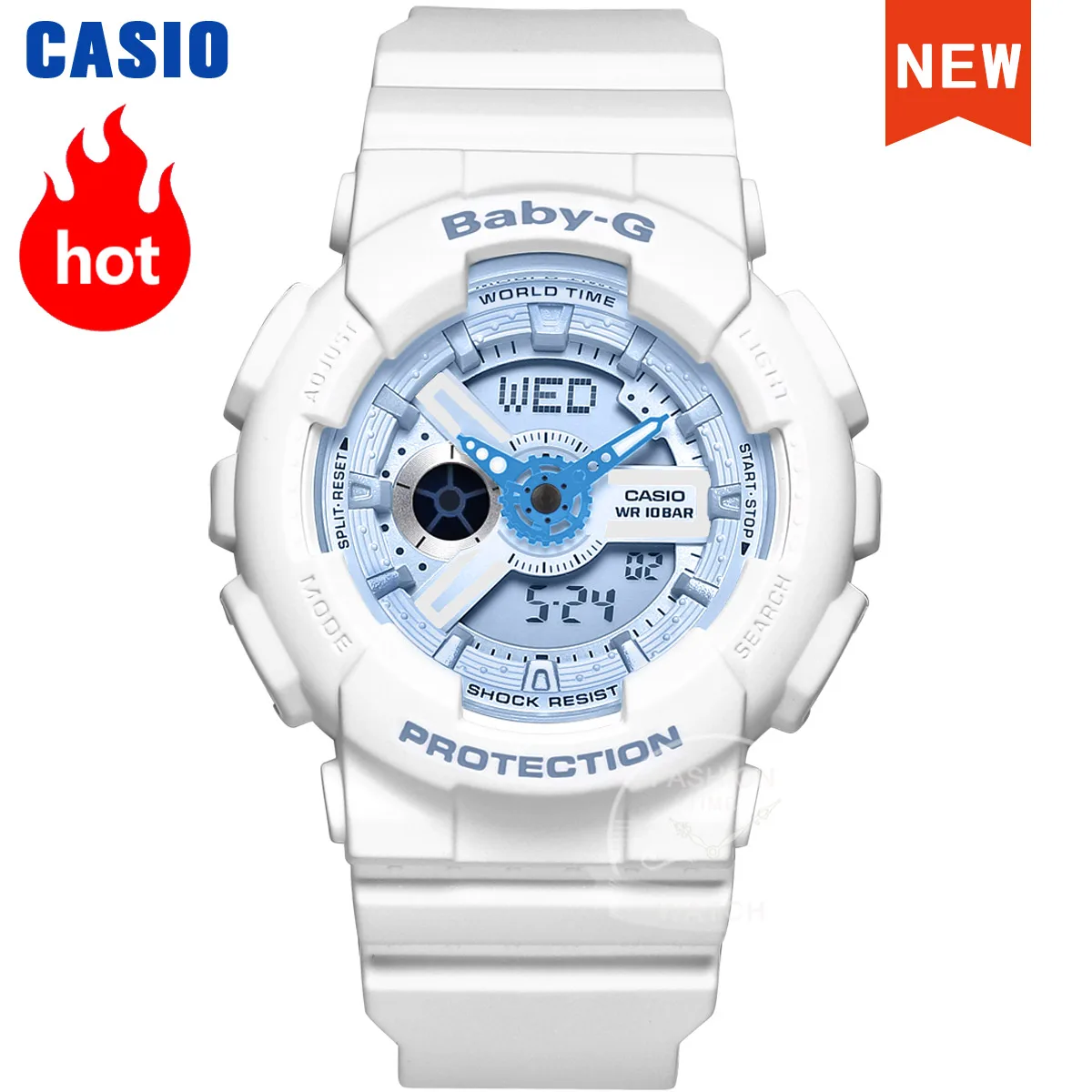 Casio BABY-G женский топ класса люкс водонепроницаемые спортивные часы с двойным дисплеем светодиодный светильник водонепроницаемый новый стиль BA-110BE-7A Casio BABY-G женский топ класса люкс водонепроницаемые спортивные часы с двойным дисплеем светодиодный светильник водонепроницаемый новый стиль BA-110BE-7A