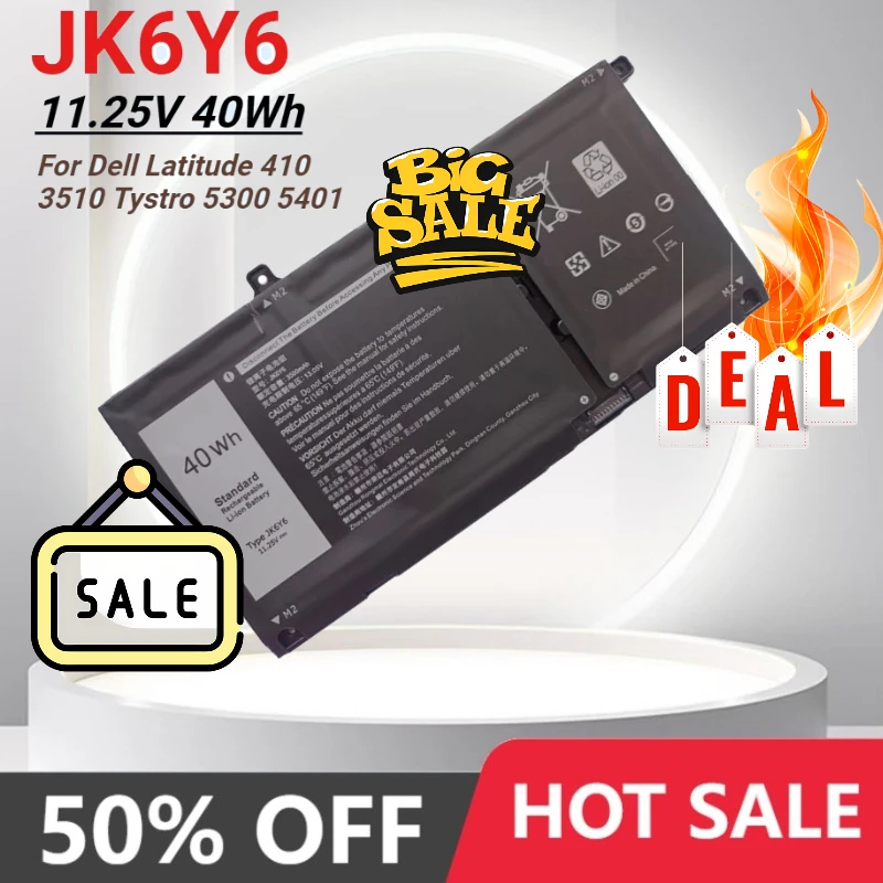 Batteria Lapop JK6Y6 11,25 V 40 Wh per Dell Latitude 410 3510 Tystro 5402 5501 5300 5502 5401 Inspiron 5301G CF5RH Bateria