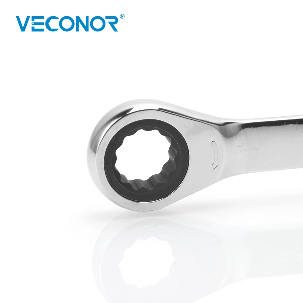 Veconor 6pcs/set Double Ratcheting Head Wrench Spanner Set A Set Of Key Wrench 8~19mm With Plastic Tool Storage Rack