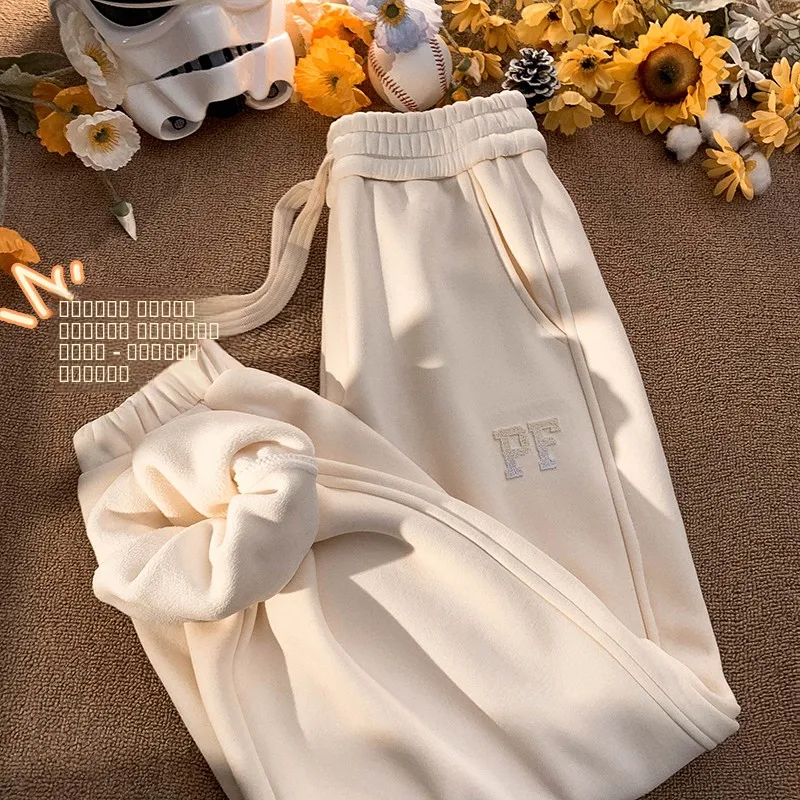 

Мужские теплые зимние спортивные брюки на флисовой подкладке, повседневные брюки с манжетами, молодежные удобные брюки свободного кроя, длинные леггинсы