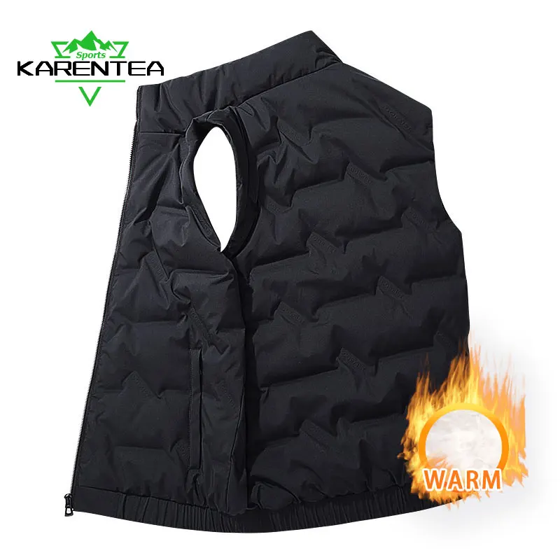 

Men's Running Down Vest Warm Fitness Winter Coats Man Vests Autumn Sleeveless Waistcoat Warm Men Run Short Oversize Outwear