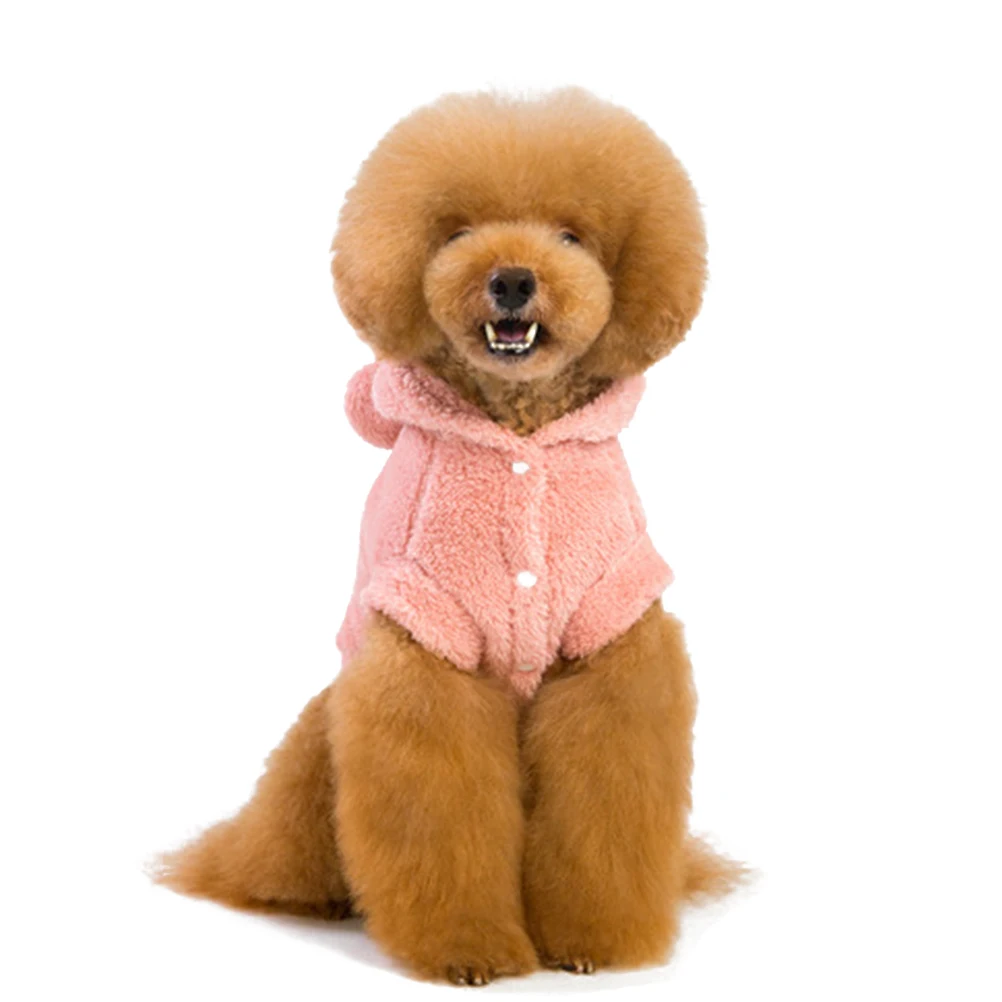 

Hooded Dog Clothes Pet Winter Everyday Wear Sweaters Apparel Thickened Solid Color