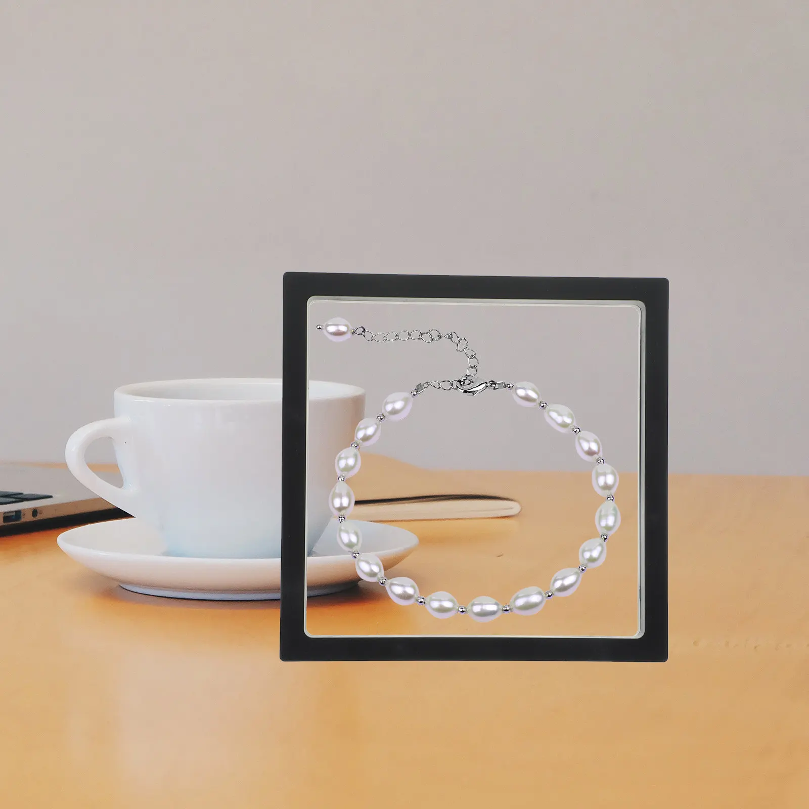 

2Pcs Jewelry Floating Frame Suspension Box Creative Display Stand for Earrings Rings Bracelets Safe Storage Jewelry Holder