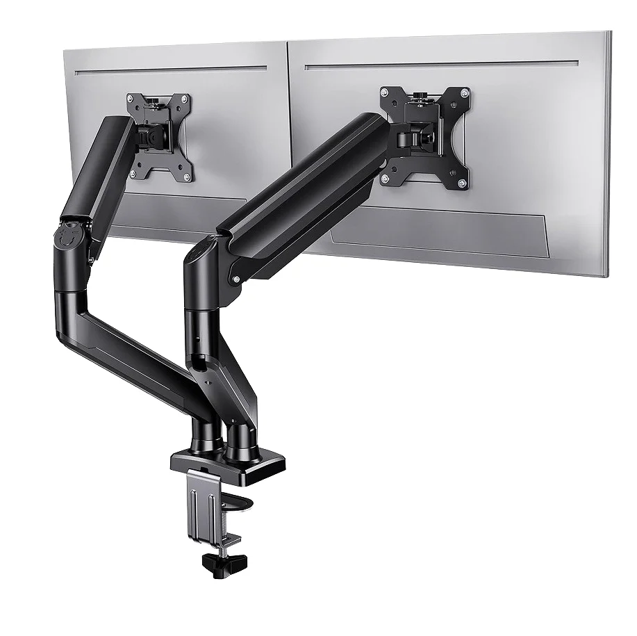 Aluminum Gas Spring Monitor Arm 90 Degrees Height Adjustable Wall Mount 13-32 Screen 24 Monitor Stand 10kg Load