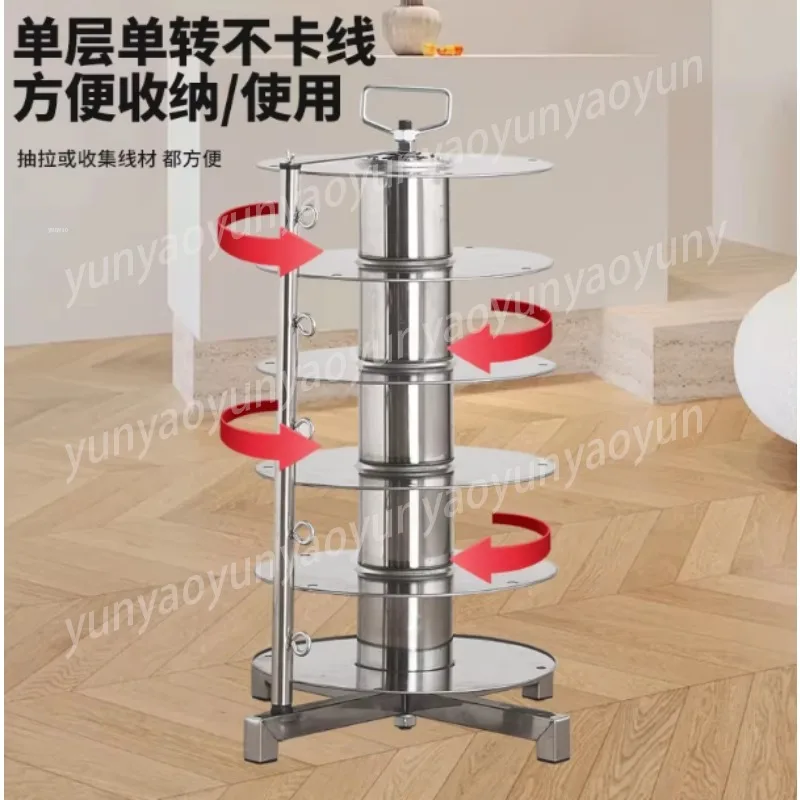 Wire Dispenser Tool, 5-Layer Galvanized Cable Spool with Guide Ring, Speed Control Cable Payoff Stand