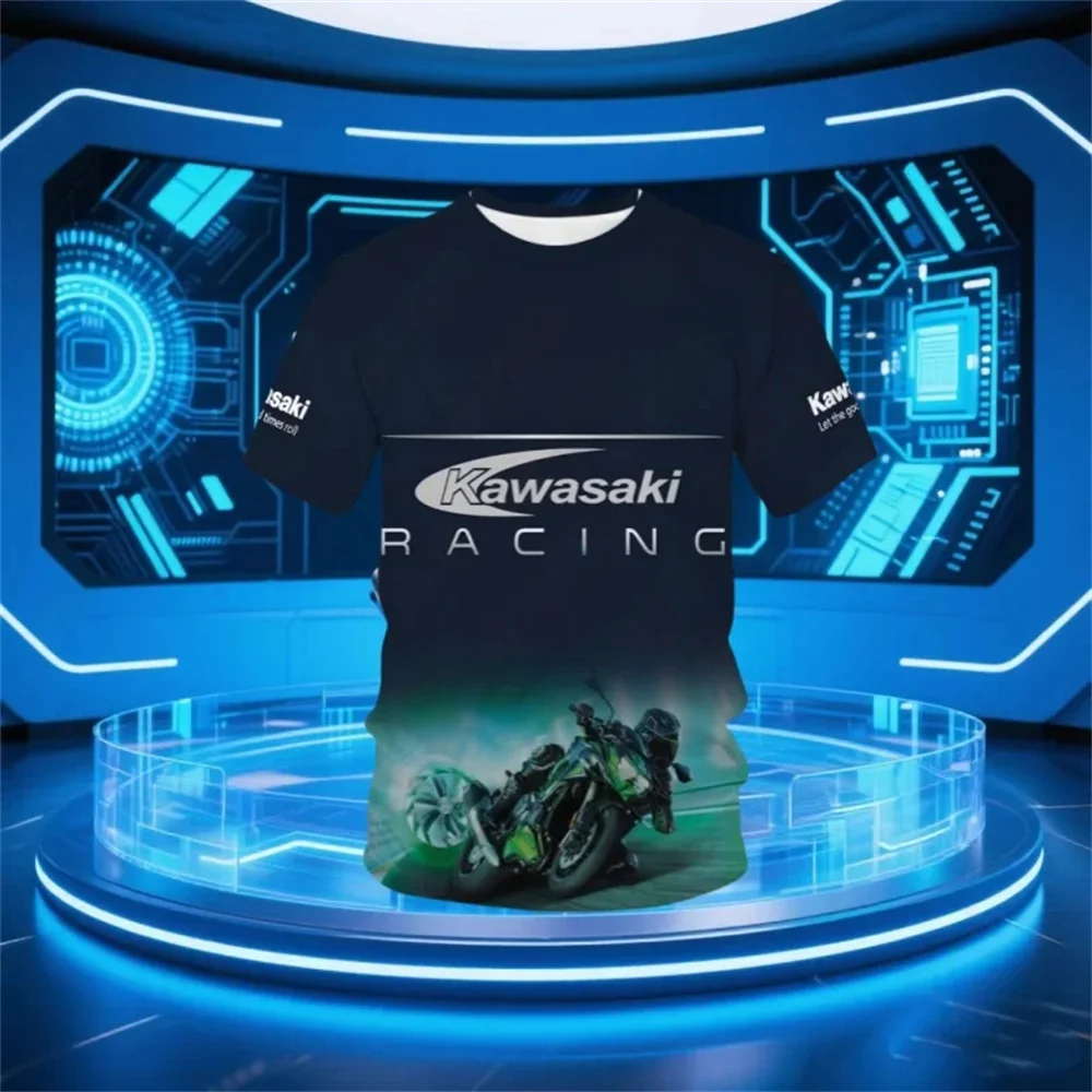 

Новая летняя уличная мотоциклетная мужская быстросохнущая футболка Kawasaki для 2025, дышащий повседневный гоночный костюм