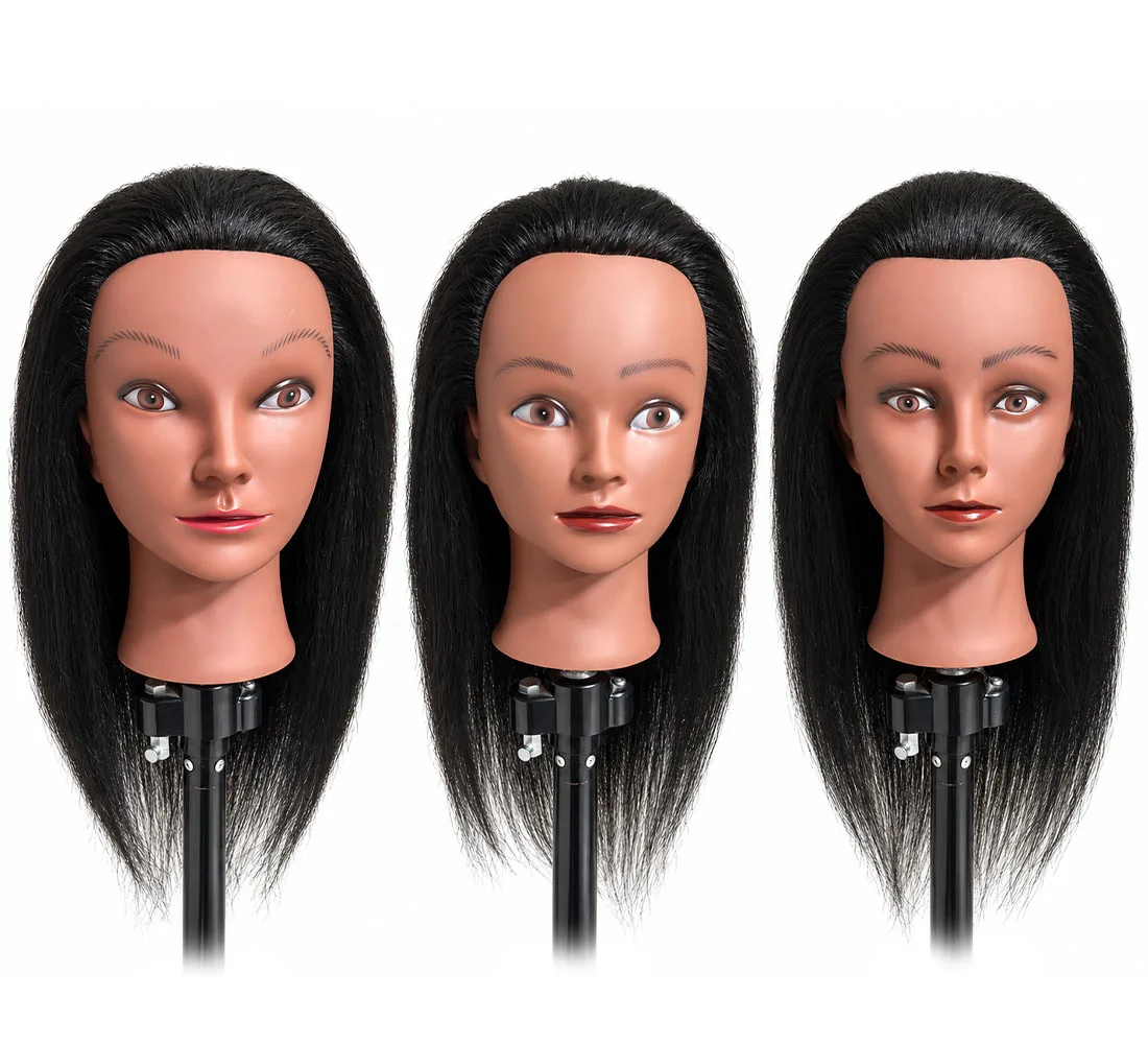 18 Inch Afro Mannequin Head Human Hair African Cosmetology Head Manikin Head Braiding Styling Head for Hairdresser
