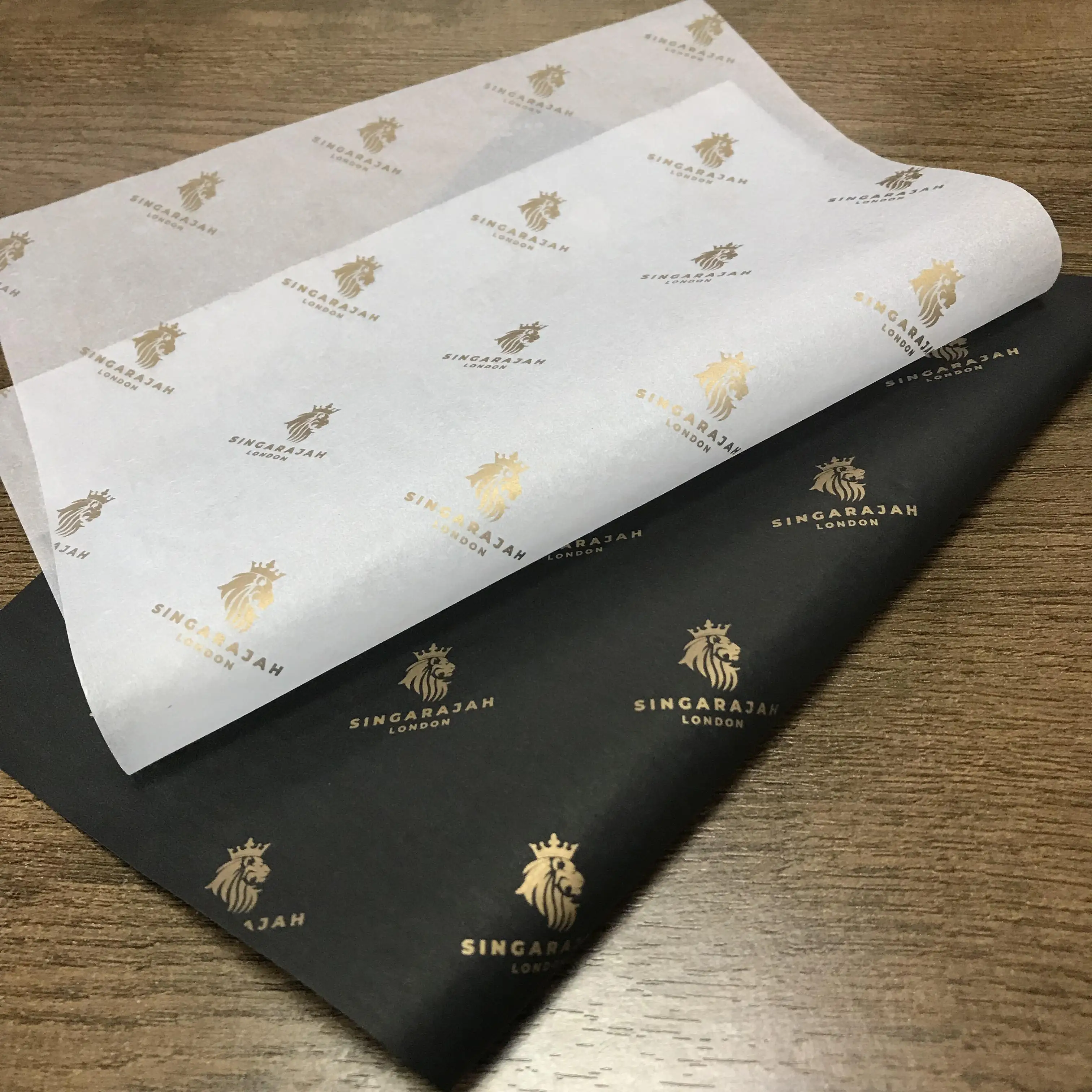 

100 / 500 / 1000 Sheets Luxury Branded 17gsm Gold foil printed Clothes personalized Biodegradable Tissue Wrapping Paper