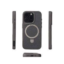 Invisible KickStand Carbon Fibre for MagSafe Phone Case for iPhone 16 17pro max 14 15 Pro 13 12 Wireless Charging Armor Cover