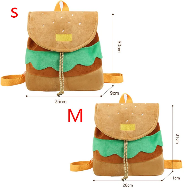 Women Backpack Hamburger Shape Drawstring Adjustable Daily Bag Multi-Function Bag Pack