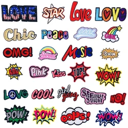 1Pcs Patch Stickers Iron On Patches for Clothing Sewing Cool Phrase Embroidery Fusible Applique Badge Bag Decoration Stripes