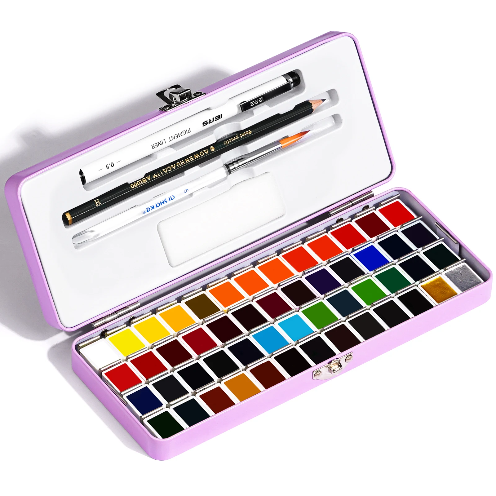 MEILIANG 52 Colors Solid Watercolor Paint Set Professional Travel Watercolor Pigment Art Supplies Suitable for Artist Students