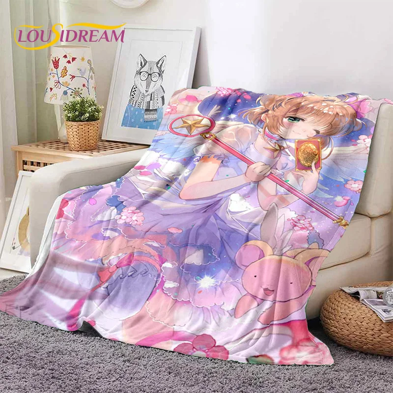 Cartoon Cute Sakura Card Captor Girl Soft Blankets,Keep Warm Throw Blanket Comfortable Blanket for Picnic Beds Sofa Home Bedroom