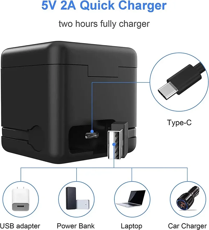 GoPro 5 Battery charger equipped with high-speed SD card reader function and Type-C interface for GoPro Hero 8 Hero 7 Hero 6 Hero 5 camera - Image 4