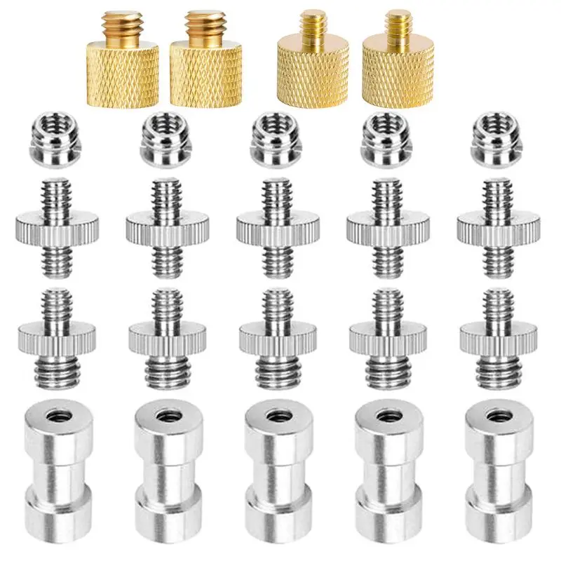 22Pcs Metal 1/4 to 3/8 Converter Thread Screws Tripod Camera Adapter Brass Screw