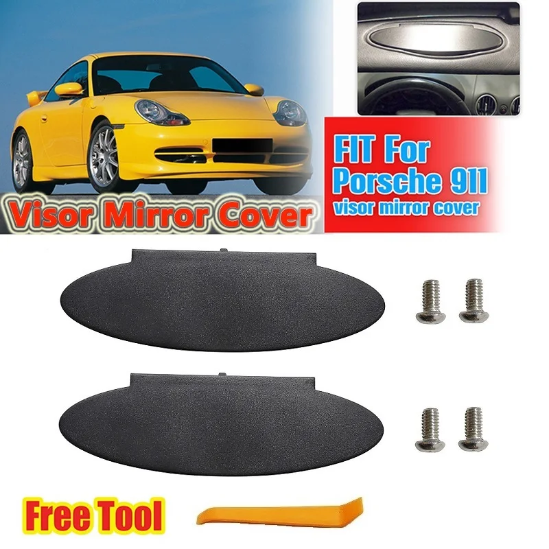 Sun Visor Vanity Mirror Cover Black Replacement Parts Fit For Porsche 996 997 911 Carrera 986 Boxster 987 Cayman 1/2Set