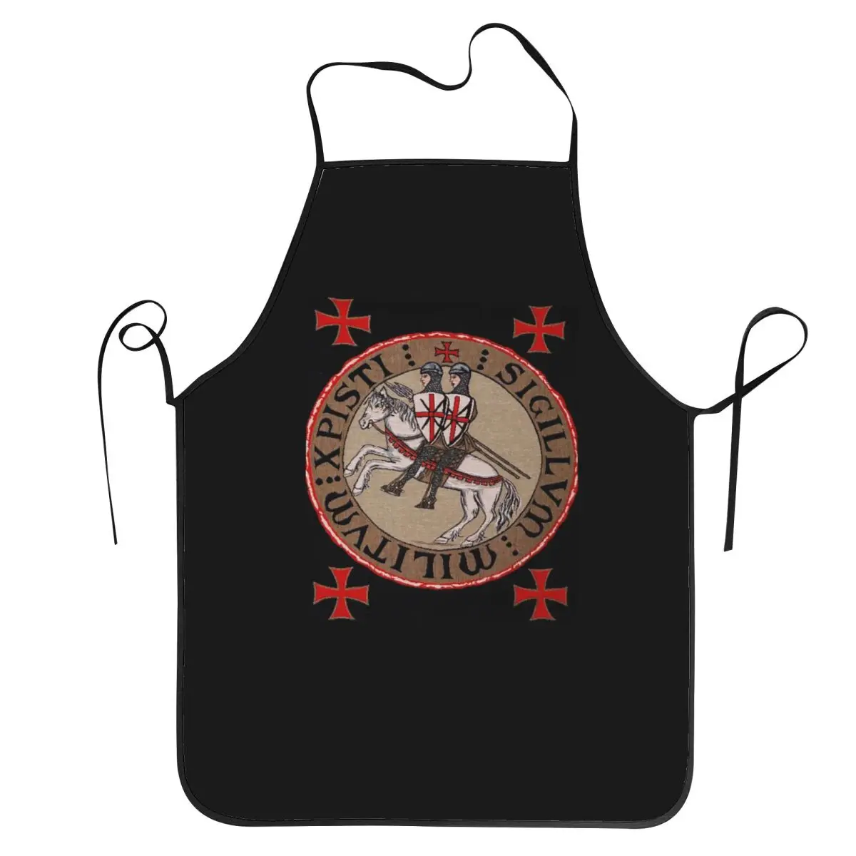 Medieval Seal Of The Knights Templar Apron Chef Cooking Tablier Waterproof Bib Kitchen Cleaning Pinafore for Women Men Gardening