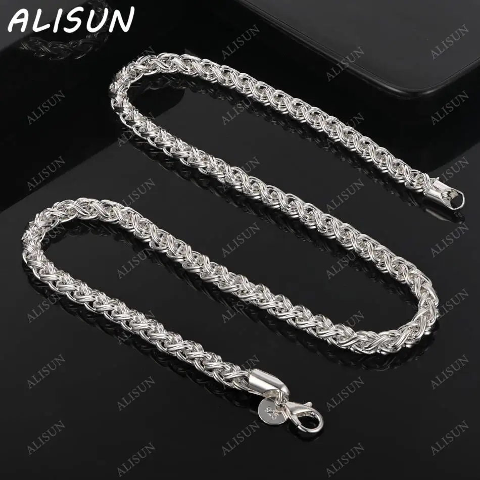 

ALISUN 925 Sterling Silver 8mm Chain Necklace For Women Men Anniversary Gift Popular Wild Fashion Romantic Jewelry
