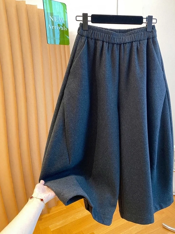 Plus Size Drapey Thiened Fce Dames Casual broek met rechte pijpen Hoge taille Retro Sle Winterwarme broek voor dames