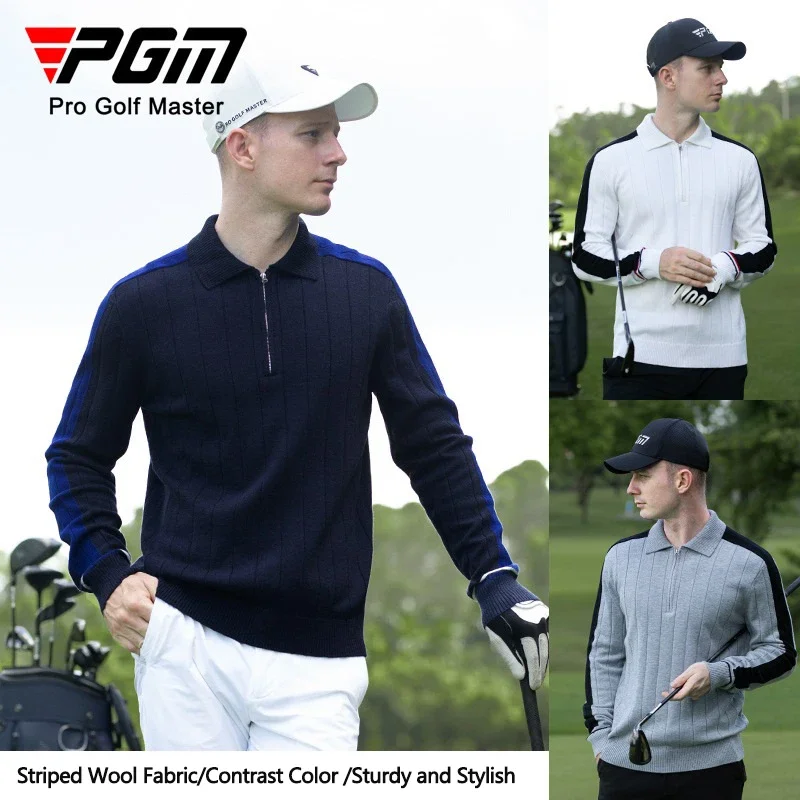 Pgm мужской пуловер с воротником на молнии, осенняя мода, вязаный свитер для гольфа, спортивные топы для отдыха на открытом воздухе, теплая мужская одежда для отдыха