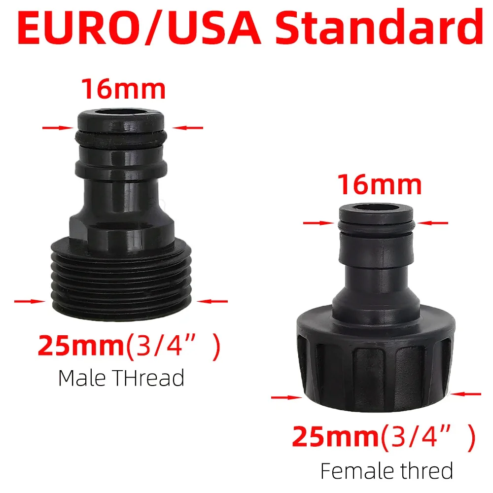 EURO USA 3/4 Inch Male Threaded Quick Connector Nipple Tap Hose Adapter for Garden Tubing Drip Irrigation Watering System Joint