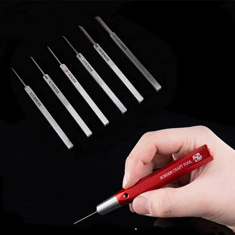 Precisão Cinzel Empurrando Faca Ferramentas Artesanais Tungstênio Aço Scriber Hand Grip Border Model Bd0007 015 Mm3 mm Alta