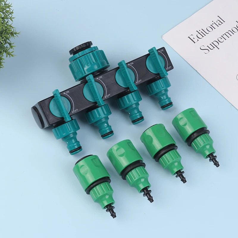 

1 Set Garden Irrigation 4-way Tap Hose Splitter Garden Watering Drip 4/7 Or 8/11 Hose Fittings Pipe Connector Irrigation Set