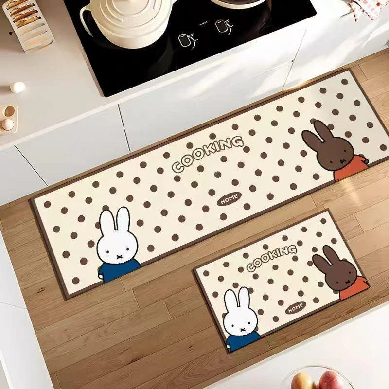 Cartoon Kawaii New Kitchen Aisle Floor Mat Wear-resistant Anti-slip Resistant To Dirt Long Strip Can Be Cropped Not Moldy Miffy