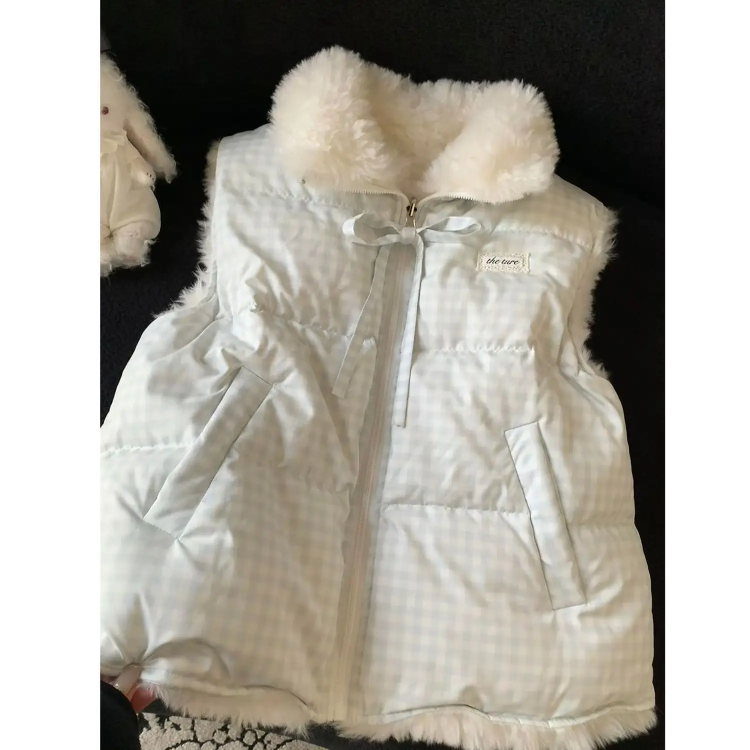 HANYAYA 2026 Winter New Japanese Style Reversible Sleeveless Padded Vest Women Faux Fur Open Front Cardigan Layering Top