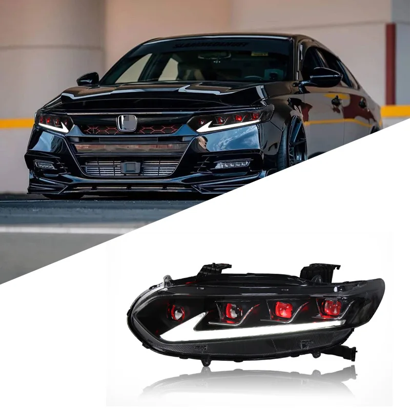 Suitable for Honda tenth generation Accord 2018-2021 headlight assembly modified LED dual-light lens streamer turn signal