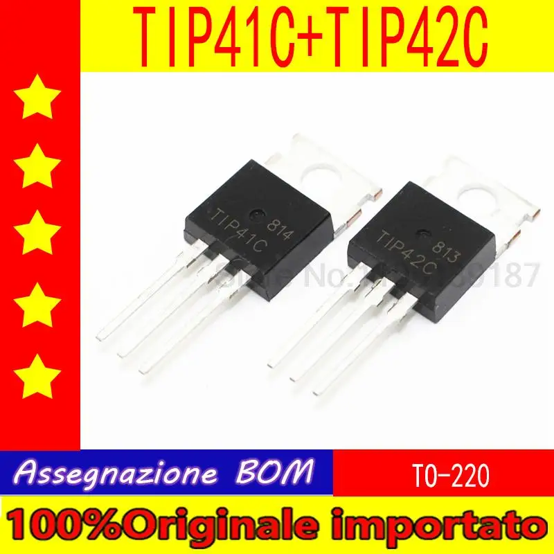 10 pairs of  TIP41C TIP42C  TIP41 TIP42 TO-220 Darlington power transistor on tube 6A 100V