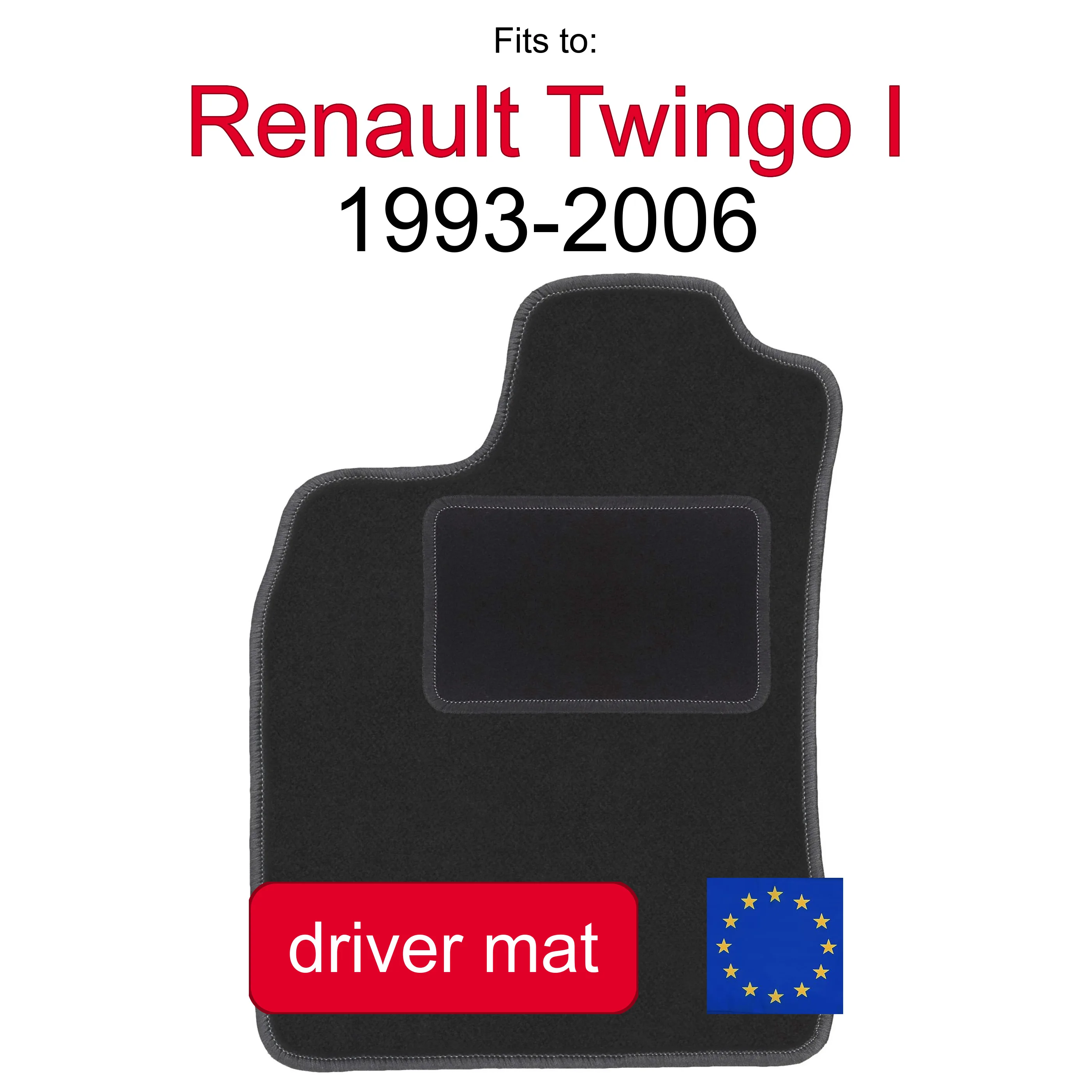 Velour tapijt voor bestuurderszijde voor Renault Twingo I hatchback (1993-2006) - inzetstuk grafiet (1 stuk)