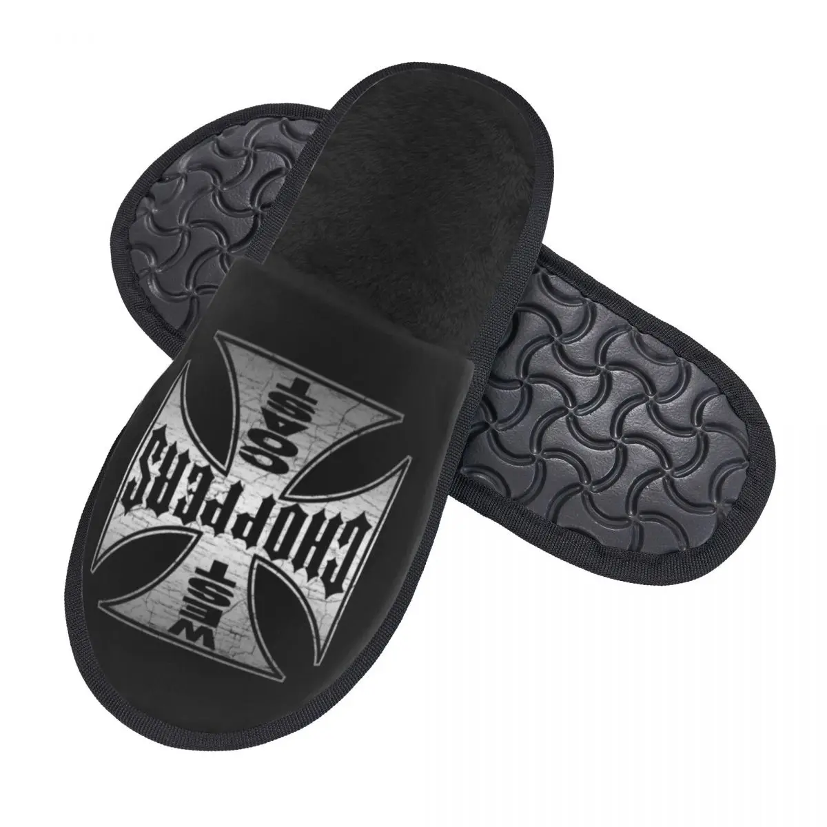 Custom West Coast Iron Cross Choppers Memory Foam Slippers Women Comfy Warm House Slippers