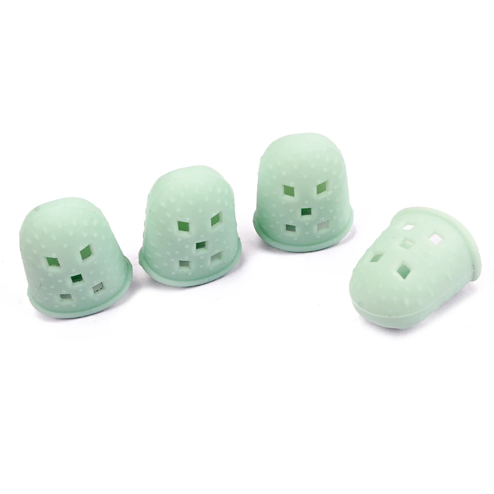 

4 Pcs Silicone Finger Cot Guitar Thumb Covers Guards Protective Case Green Child