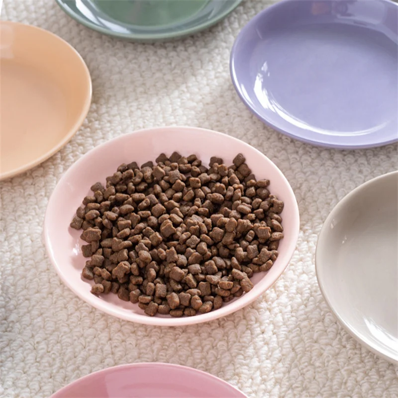 High‑Temperature Ceramic Pet Food Plate Non‑Slip Silicone Base Shallow Cat Bowl Anti‑Black Chin Feeder for Small Dogs Cats
