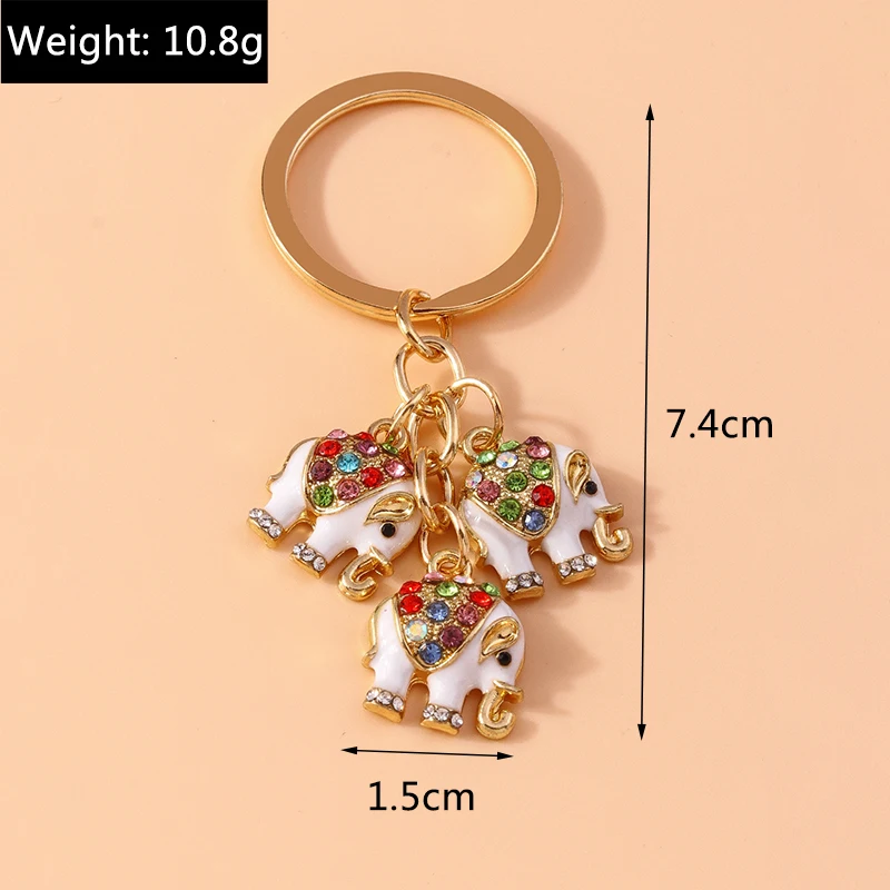 Niedliche Emaille Elefant Katze Schlüssel bund Frauen Mädchen Tier Schlüssel ring Anhänger für Auto Schlüssel halter Handtasche Charms DIY Schmuck Geschenk – Detail 2