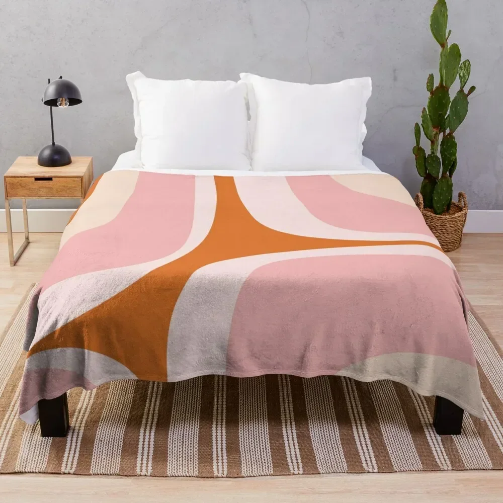 Retro Groove Pink and Orange Minimalist Abstract Throw Blanket wednesday Blankets For Bed Thermals For Travel Blankets