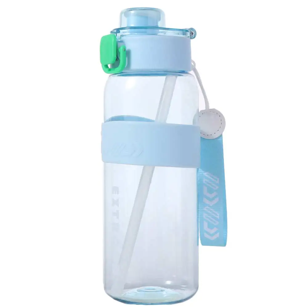 

PC 800ml Sports Water Bottle Leak Proof Large Capacity Colorful Plastic Cup Retractable Straw Silicone Cup Holder