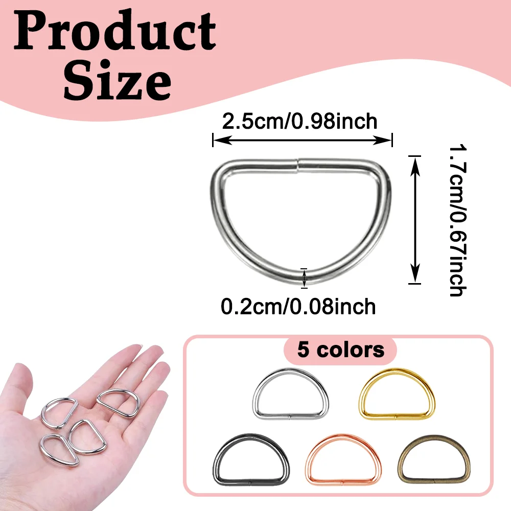 30/50pcs D-shaped metal ring alloy multi-functional buckle,suitable for DIY crafts,wedding,pet collars,keychains,bag accessories image 2