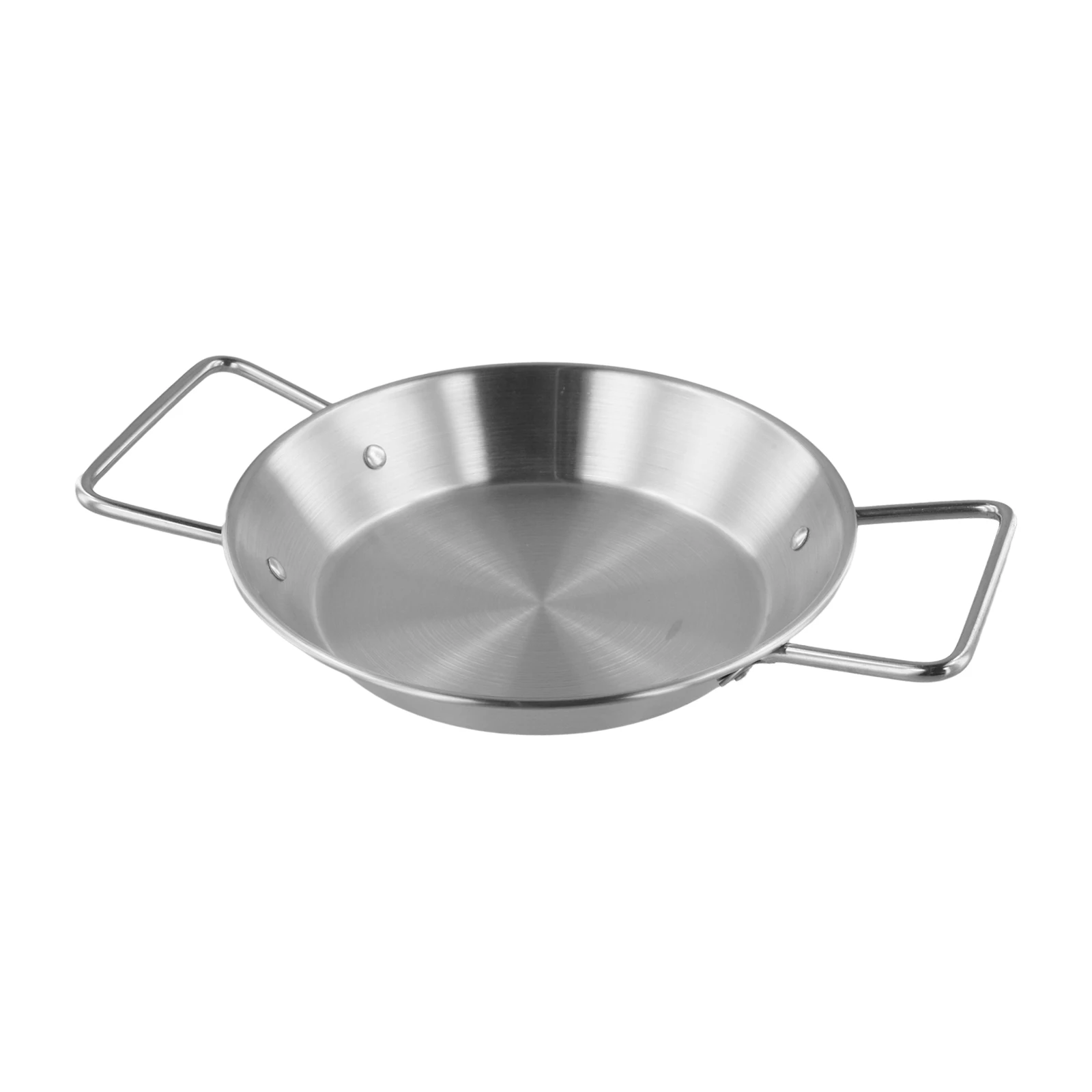 Olla Paella de acero inoxidable de fondo plano con dos asas para un uso cómodo, adecuada para aplicaciones de cocina en horno y estufa