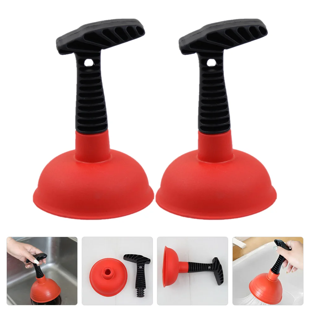 

2 Pcs Sink Household Kitchen Powerful Pipe Bathroom Hair Cleaning Suction Device (red) 2pcs Trough
