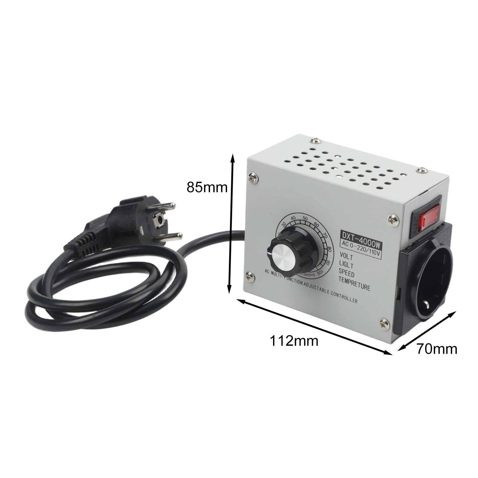 Multifunctional Regulator 4000W AC Controller Temperature Control Overload Protection User-Friendly Knob Galvanized Iron Shell