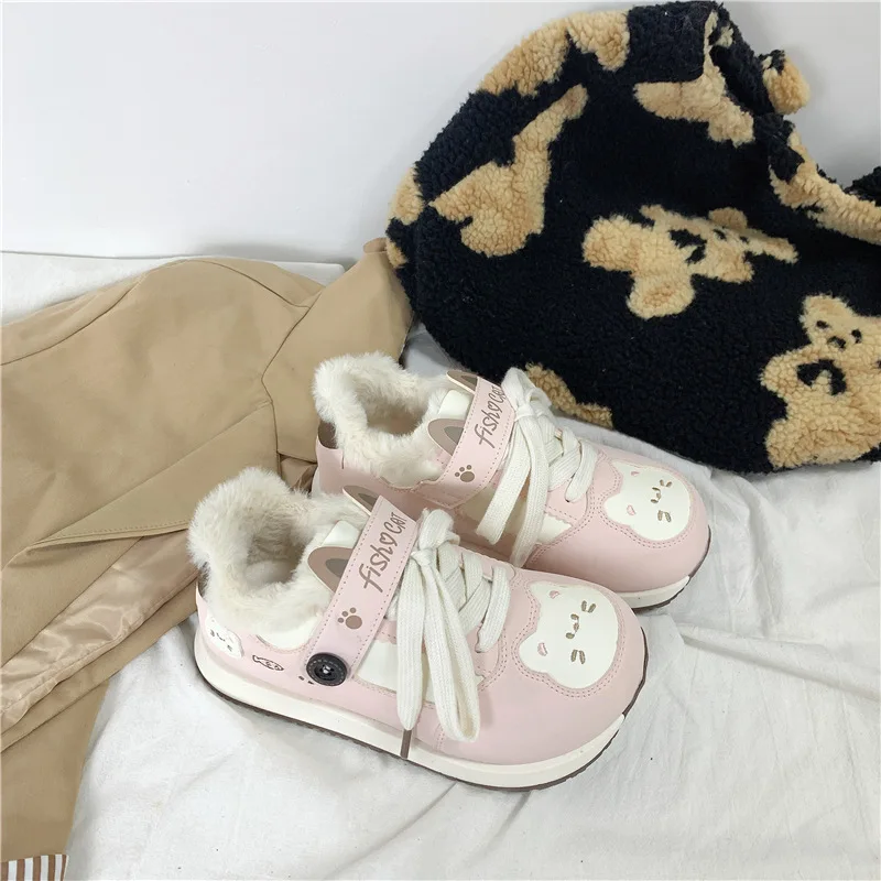

Winter Women Cotton Shoes Warmproof Sneaker Cartoon Sports Shoes