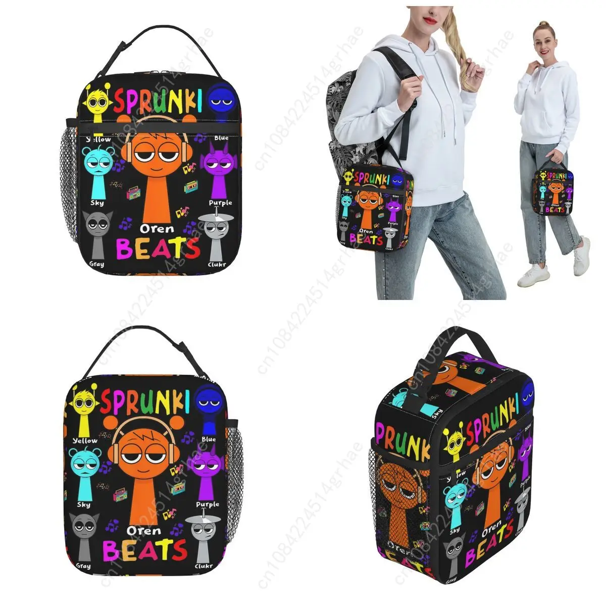 Incredibox Sprunki Insulated Lunch Bag Funny Game Lunch Container Portable Thermal Cooler Bento Box Picnic
