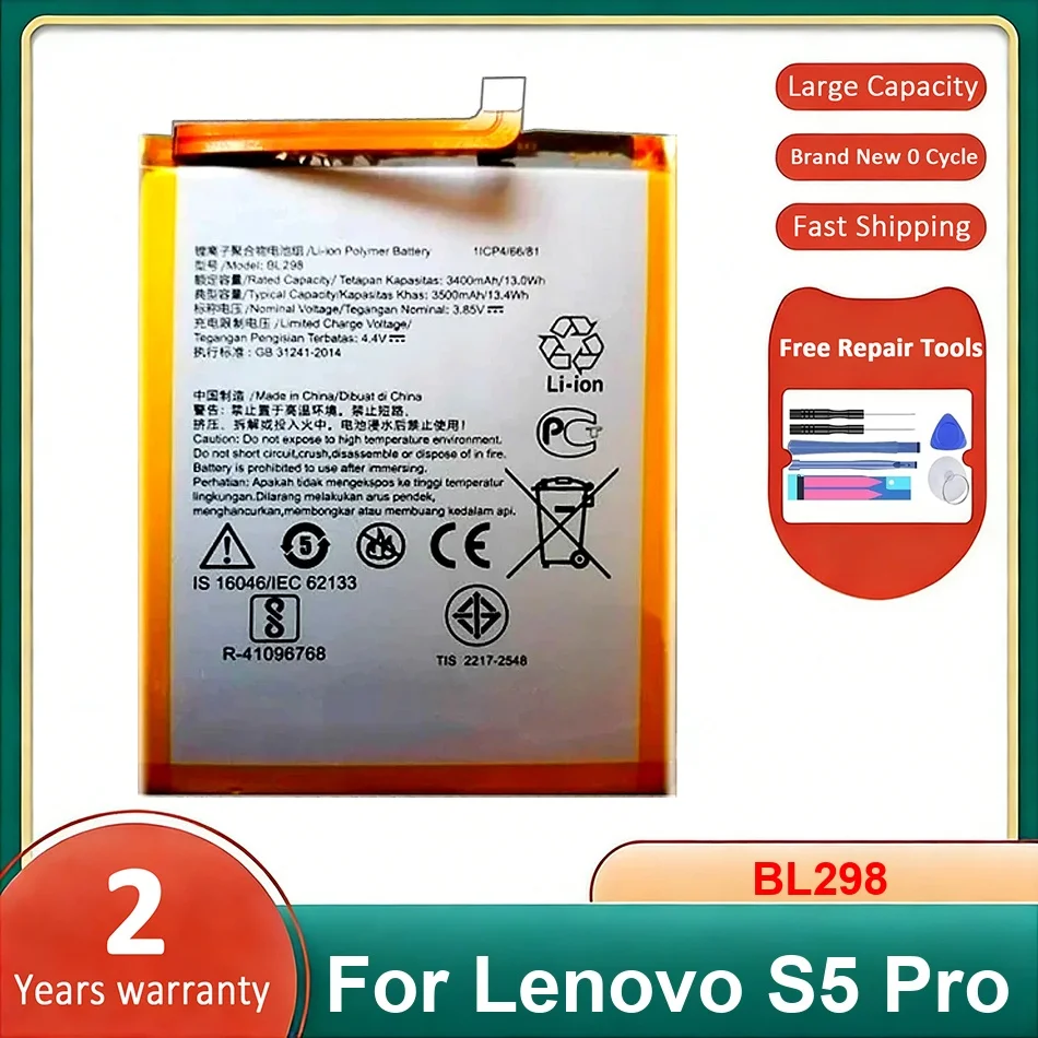 

Аккумулятор для мобильного телефона BL298 для Lenovo S5 Pro, перезаряжаемые батареи