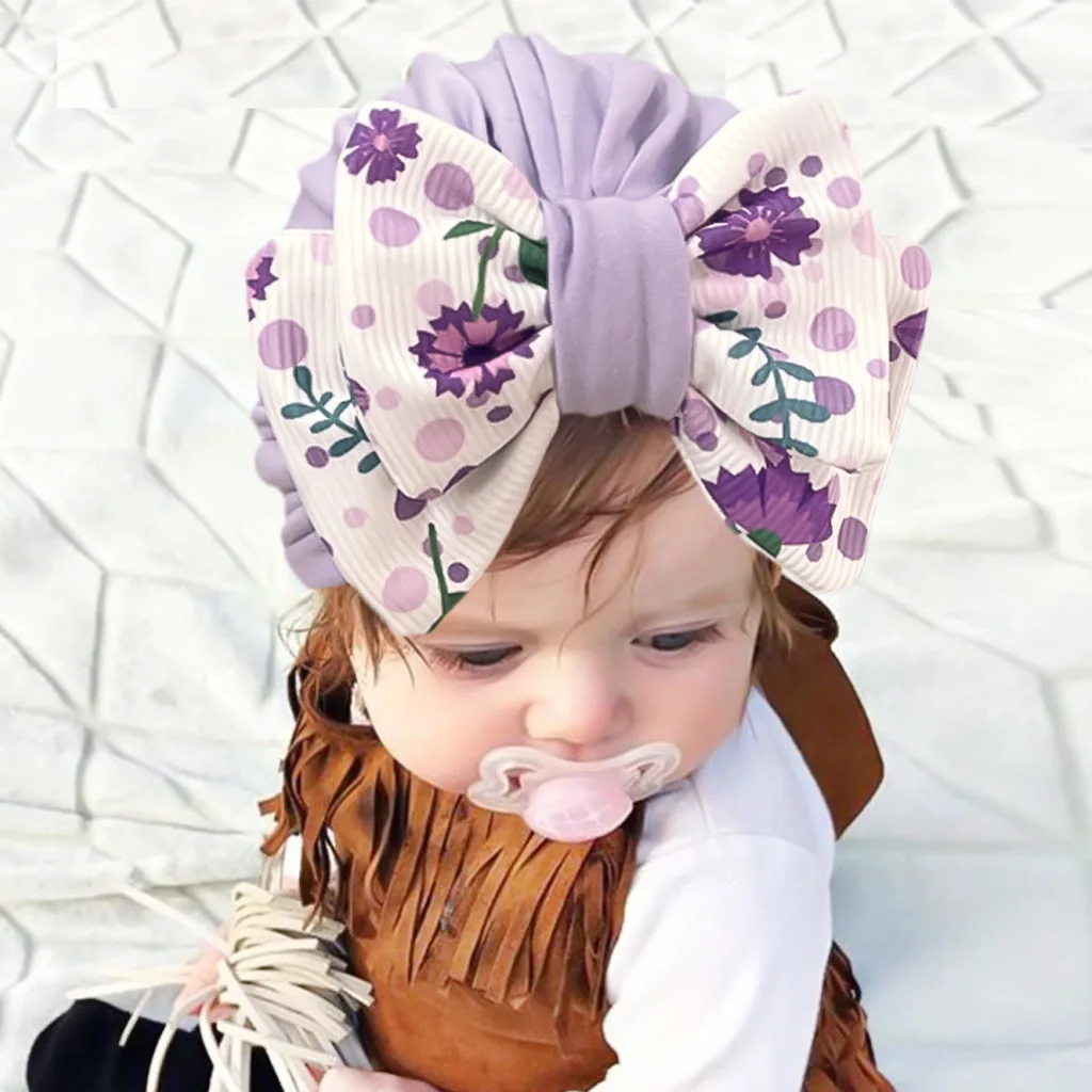 6 Colors Lovely Bow knot Baby Hat Cute Solid Color Baby Girls Boys Hat Turban Soft Newborn Infant Cap Beanies Head Wraps