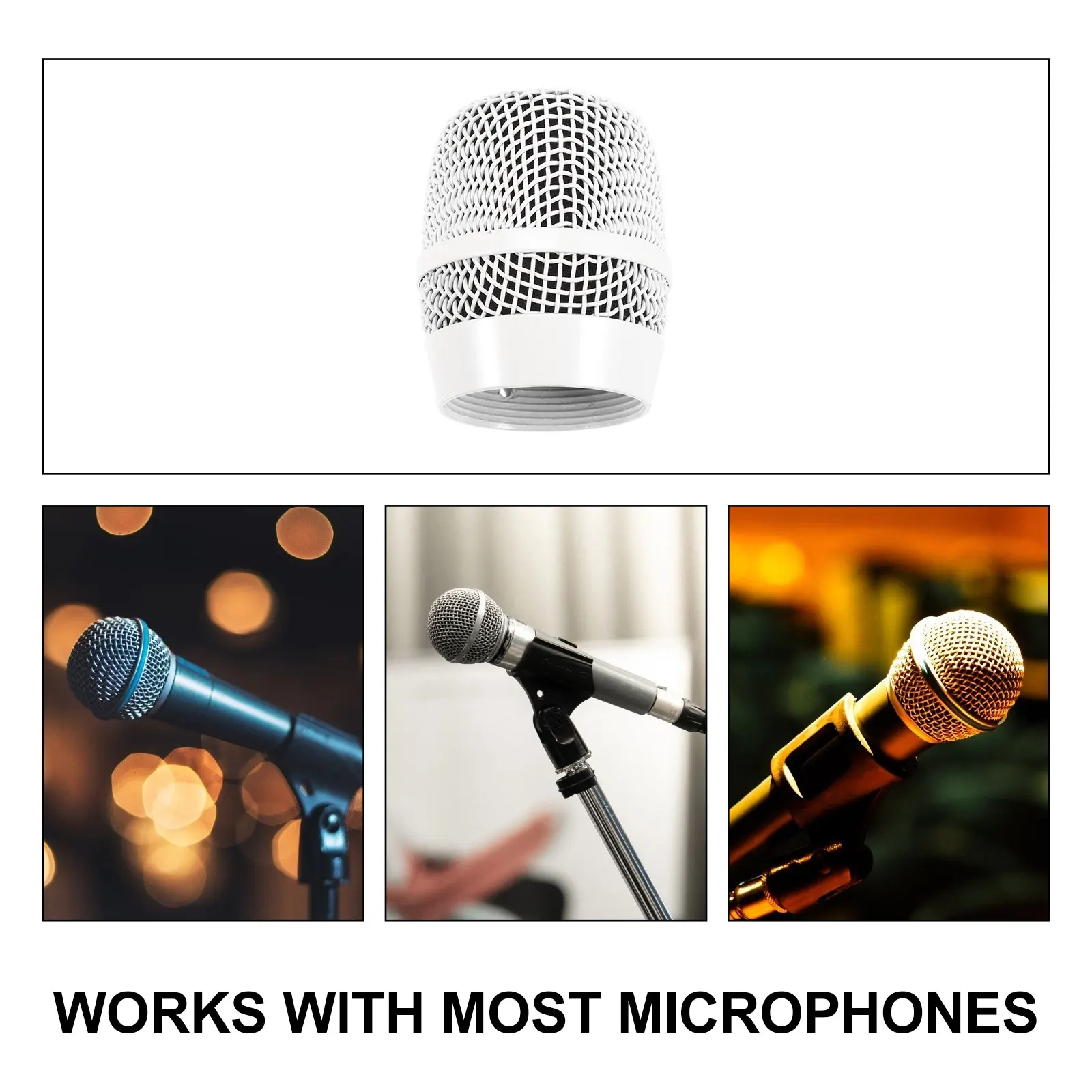

Metal Microphone Grille Mic Replacement Parts White Durable Hardness Corrosion Resistance Wear Universal Ball Head Fine