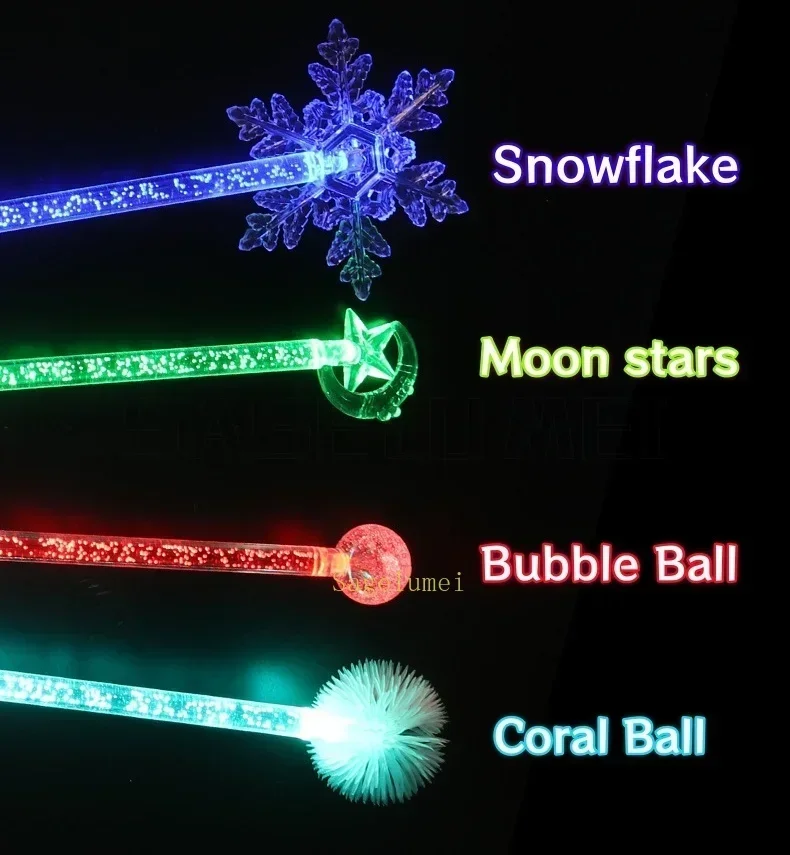 LED Light Up Rod Glow Fiber Optic Wands Glow Flash Star Moon Sticks for Birthday Gifts Wedding Cheer Party Atmosphere Props