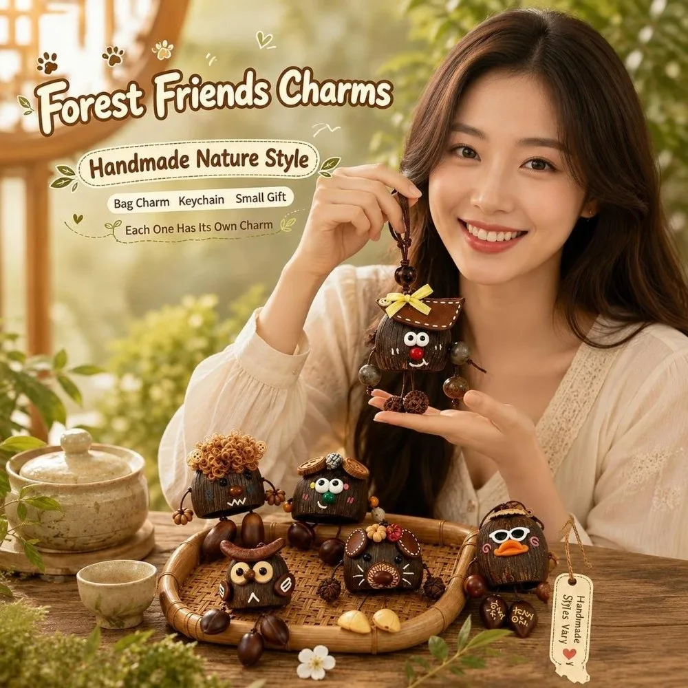 Handmade Fruit Pod Fairy Doll Pendant Exquisite DIY Kit Curly Hair Fruit Pod Doll Pendant Rustic Pastoral Retro